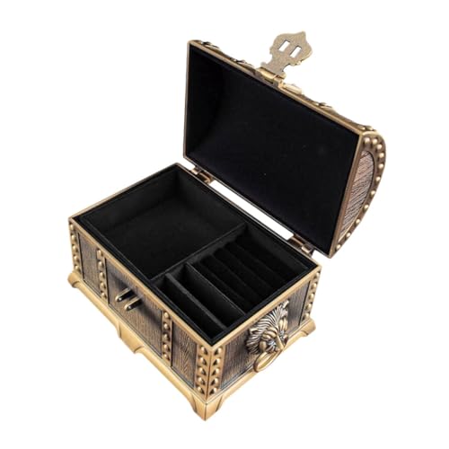 CONGARTENO Joyero para Mujer Europeo Retro con Cerradura Caja de Aleación Vintage para Joyas y Organizador Elegante para Decoración del Hogar
