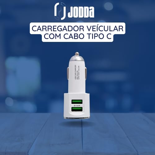 Carregador Veicular Carro Turbo 2 USB Com Cabo Tipo C