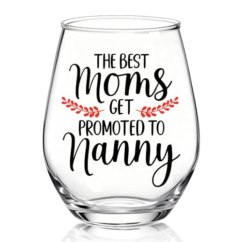 TOUNER Mom Nanny Stemless Wine Glass Pregnancy Reveal Gift