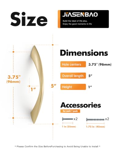 Image of Brushed Gold Cabinet Pulls 3-3 /4 Inch Arch Twisted Brass Handles Drawer Kitchen Cupboard Bathroom Dresser Cabinet Hardware Zinc Alloy 2 Pack