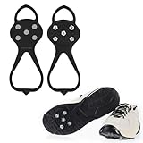 Universal Non Slip Gripper Spike for Women, Ice Traction Cleats with 5 Steel Studs Crampons, Walk Traction Cleat, Durable Ice Snow Grips for Ice Sports Walking Running Hunting Fishing (Size S)