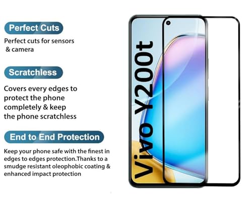 Image of 100FIT Tempered Glass For Vivo Y200T, Vivo Y58 5G With Full Glue Edge To Edge Coverage And Easy Installation Kit