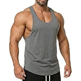 Magiftbox Men's Muscle Gym Workout Stringer Tank Tops Bodybuilding Fitness T-Shirts T01_Dark-Gray_US-L