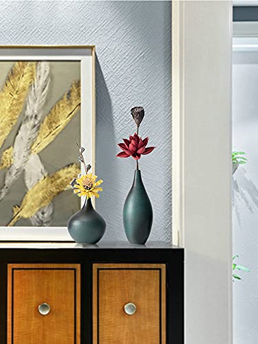 Green Bud Vase Set Matte Teal Ceramic Flower Vases Set Of 3, Decorative Retro Farmhouse Vase For Home Decor Living Room Centerpieces And Events (3Pcs) #TOP6