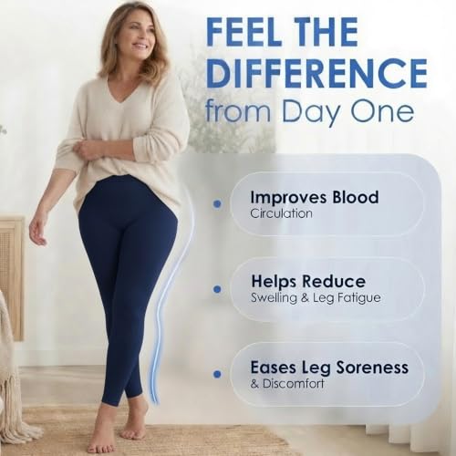 Image of ABSOLUTE SUPPORT Women Compression Leggings 20-30mmHg, Navy, Medium