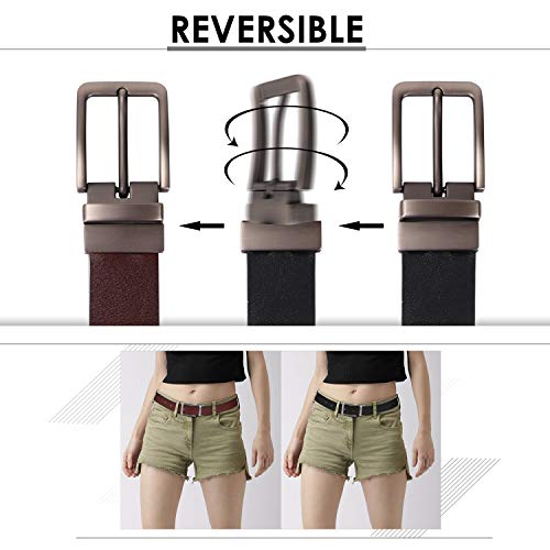 XZQTIVE Reversible Leather Belts for Women with Rotated Metal Buckle Fashion Women Belts3