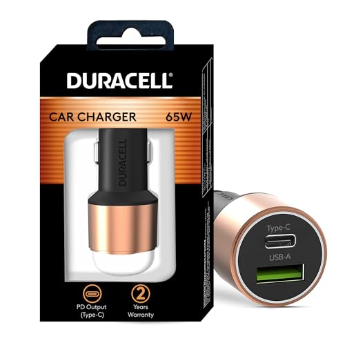 Duracell 65W Fast Car Charger Adapter with Dual Output. Quick Cha...
