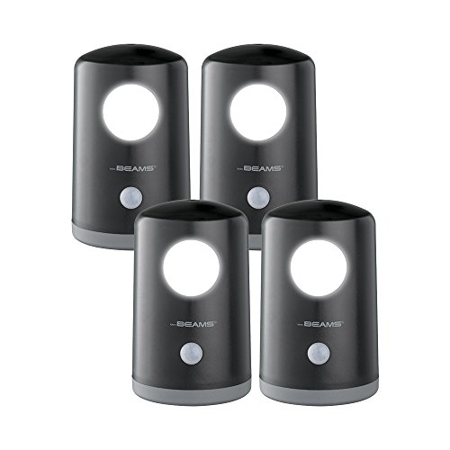 Mr. Beams mb750u00a0inalámbrica funciona con pilas, portátil, movimiento 20u00a0lúmenes LED lámpara/lámpara de mesa, blanco, juego de 2, plástico, negro, 4 unidades