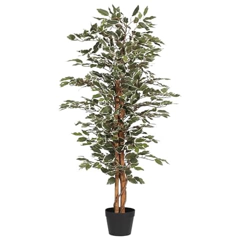 Blooming Artificial Ficus Tree in Pot Cover