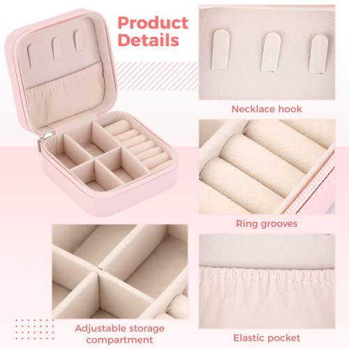 8Pcs Mini Travel Jewelry Box, Pu Leather Small Jewelry Organizers For Girls Women, Portable Display Storage Case For Rings, Earrings, Necklaces (Pink) #TOP2