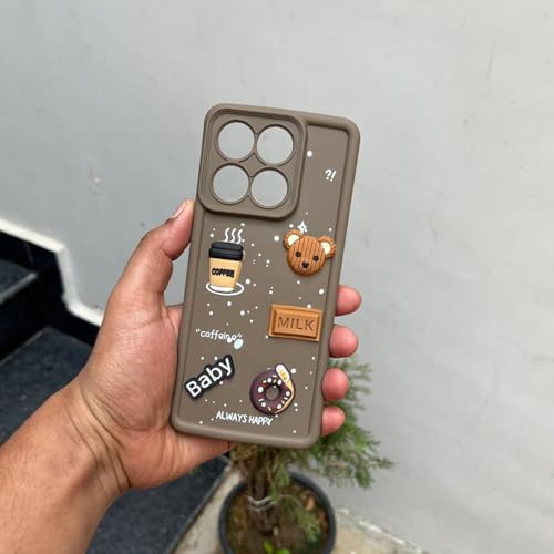 Image of Outlouders Back Cover for Motorola Moto Edge 60 5G / Motorola Moto Edge 60 Fusion 5G | 3D Cartoon Bear Cute Fun Silicone Full Body Protection Bumper Case (Brown)