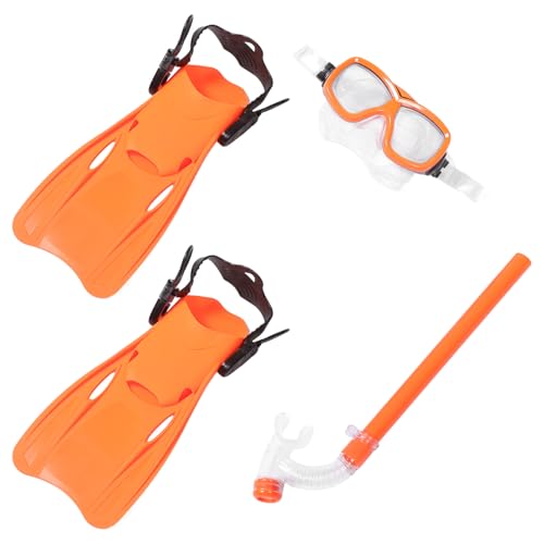 Tuba orange et masque de plongée résistant aux chocs pour jeunes nageurs