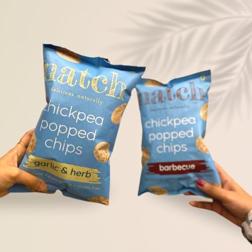 Image of Natch Chickpea Popped Protein Chips Variety Pack, Healthy Snacks, Low Calorie, Not Fried Not Baked, Vegan, Gluten Free, Rich in Fiber, Barbecue, Garlic & Herb Flavour, 55gm each (Pack of 6)