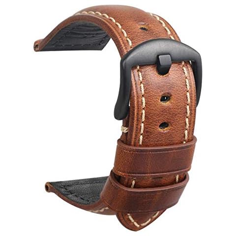 Correa de Reloj de Cuero Marrón HVDHYY Cover