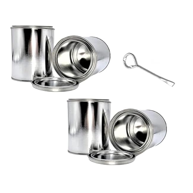 Empty Metal Cans with Lids ¨C 16?oz/Pint Size, Unlined, Airtight Seal, Can Opener Included 6 Pack