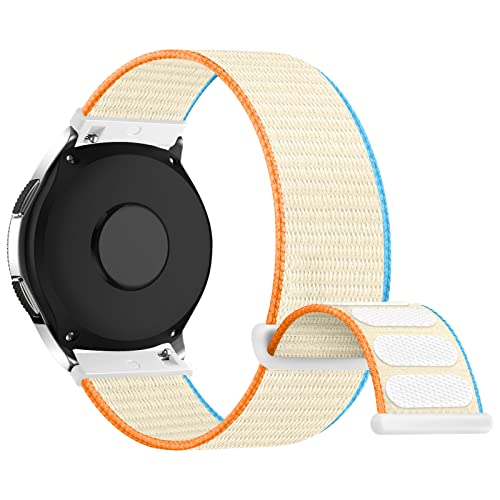 DaQin Sport Band Compatible with Samsung Watch 3 45mm/Samsung Galaxy Watch 46mm Men Women, 22mm Quick Release Nylon Solo Loop Band Replacement Strap for Samsung Gear S3 Frontier/Gear S3 Classic, Cream