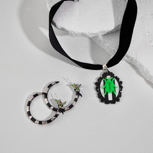 Coral Snake Earrings Halloween Beetle Necklace Set Hoop Earrings Cosplay Costume Accessories3