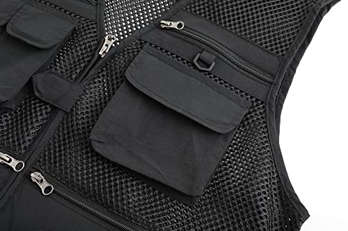 Ghongba Fishing Vest With Pockets Hunting Vests For Men Women Summer Outdoor Travel Photo Mesh Vest 01-Bk-3X #TOP5