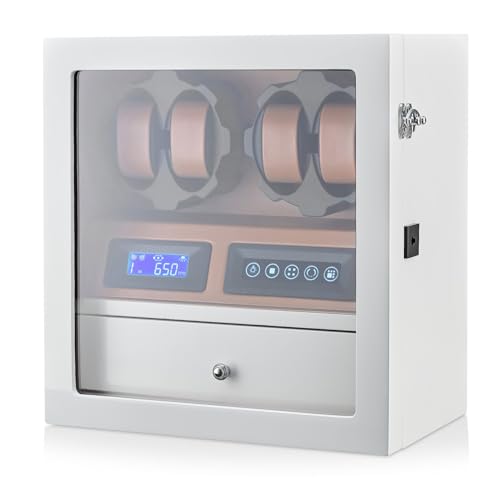 Image of 4 Watch Winder with 5 Watch Storage Space, LCD Display, Touch Control and Interior Light
