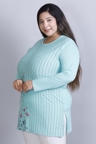 Image of Women Printed Full Sleeve Cotton Tshirt with Side Slits & Pocket | Small - 7XL Size