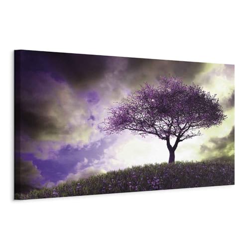 Cuadros B&D XXL - Cuadro en Lienzo Bosque Flores 135x45 cm 1 parte impresión en material tejido no tejido cuadro de pared impresión artística decoración Naturaleza Paisaje c-B-0232-b-d