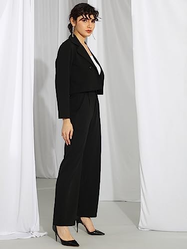 Image of KOTTY Women's Solid Relaxed Fit Full Sleeve Co-ord Blazer and Trouser Set.