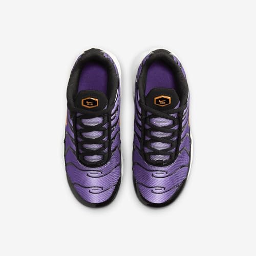 Nike Air Max Plus Little Kids' Shoes (CD0610-024, Black/Voltage Purple/Purple Agate/Total Orange) Size 24