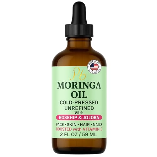 Moringa Oil Face Serum for Women with Rosehip, Jojoba & Vitamin E – Cold-Pressed, Unrefined & Lightweight Face Oil Serum – Hydrating, Anti-Aging & Moisturizing Skin Care for Healthy-Looking Skin