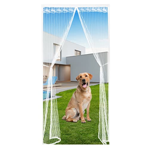 Eouyt Rollo tür fliegengitter 90X220cm Fliegengitter Fenster tesa Vorhang fliegenschutz balkontür Balkon Magnet fliegengitter Küche, Schiebetür, Weiß