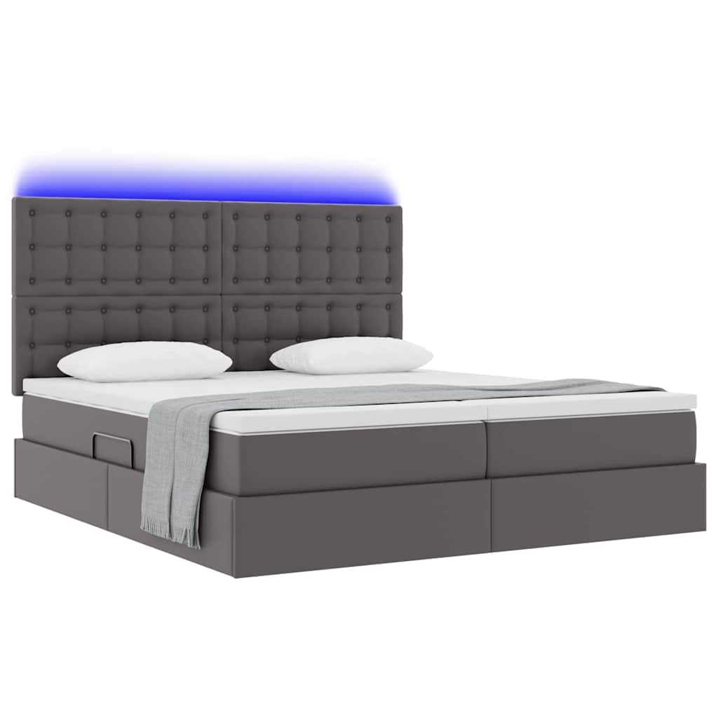 Nowoczesne łóżko 180x200 z LED, hydraulikiem i materacem w ekoskórze czarnej z oświetleniem RGB USB sterowanym pilotem.
