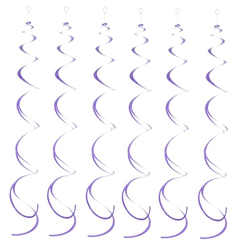 Ciieeo 6pcs Spiral Ornaments Decorations for Party Hanging Decorations Party Theme Decorations Swirl Hanging Wedding Decor Kit Party Supplies Plastic Rose Gold Purple Curling to Rotate