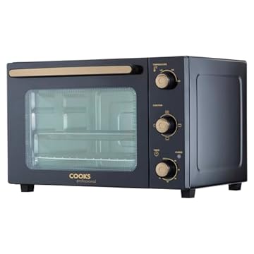 Cooks Professional Mini Portable Oven | Electric Countertop Cooker | 34L Capacity | Adjustable Temperature Control & Timer | 1500W | Includes Roasting Dish & Wire Rack | Black and Copper