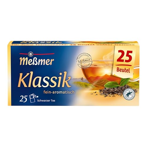 Meßmer Klassik | Schwarzer Tee | fein-aromatisch | 25 Teebeutel | Vegan | Glutenfrei | Laktosefrei
