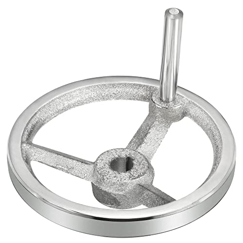 Patikil 120Mm/4.72 Inch Diameter 12Mm Id Rotary Handwheel, 1 Pack Cast Iron Chrome Plated With Handle For Many Types Of Milling Machines And Lathes, Silver Tone #TOP2