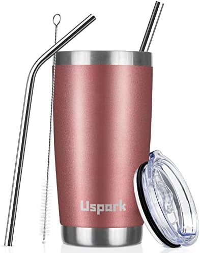UsparkMC 20oz 550ml Tumbler Stainless Steel with Lid and Straw,Double Wall Vacuum Insulated Coffee Travel Mug for Hot & Cold,Reusable Cup,BPA Free