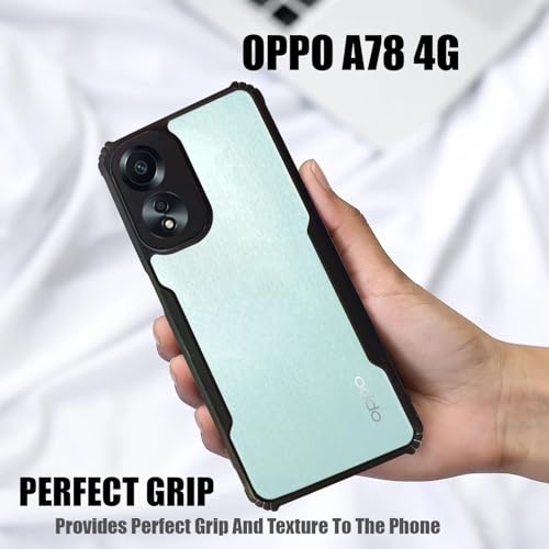 Image of AIBEX Crystal Clear Back Cover Case for Oppo A78 4G | 360 Degree Protection | Shock Proof Design | Transparent Back Cover Case (PC & TPU, Black Bumper)