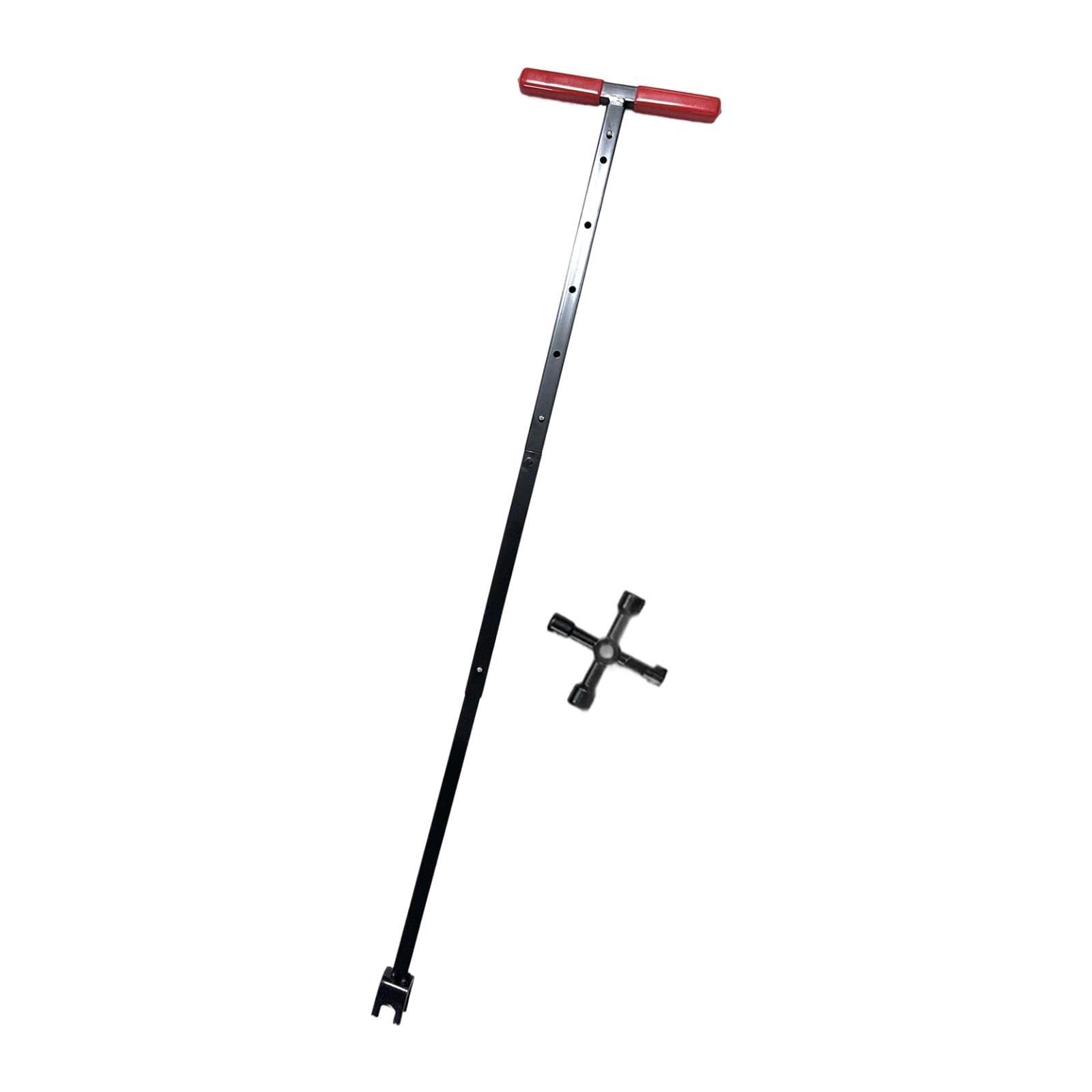 Llave Multifuncional para de Agua Incluye Mango Llave de 4 Funciones Herramienta de Fontanería Profesional Ideal para Jardín Y, Rojo Telescópico