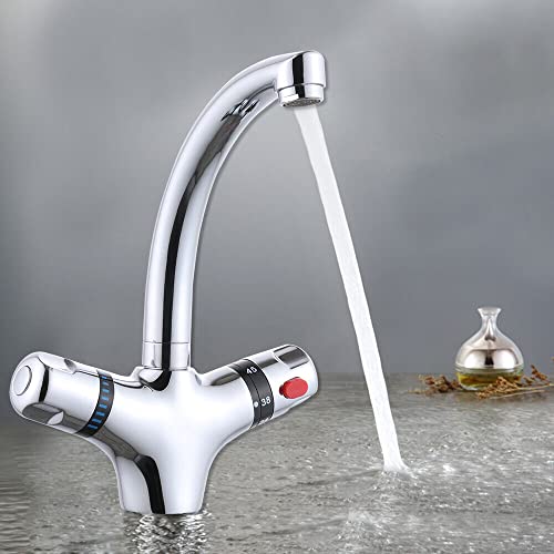 Robinet de salle de bain thermostatique Robinet de lavabo en laiton Robinet mitigeur pour cuisine salle de bain Robinet baignoire