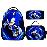 Anime Backpacks Sets, Cartoon Animal Laptop Backpack Daypack 3D Printed Schoolbag 3 piece for Kid Toddler Girls Boys Teens Elementary Middle School Bookbag Combo Set with Lunch Box and Pencil Bag