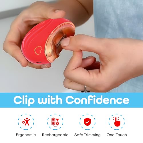 Image of PRIME PICK Portable Electric Nail Clippers Baby Nail Piercing Device Adult Manicure Implement Nail Clippers Nail Clipper Anti-Splash Anti-Pinch (RED)