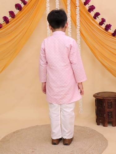 Image of AJ DEZINES Boys Cotton Full Sleeve Printed Kurta Pajama Set for Kids - Ethnic wear | Special Occasion & Traditional Outfit |Boys Kurta Pyjama Set - Regular Fit