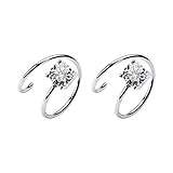 Cubic Zirconia Cuff Small Hoop Earrings Sterling Silver Dainty Crystal Cartilage Twist Crawler Wrap...