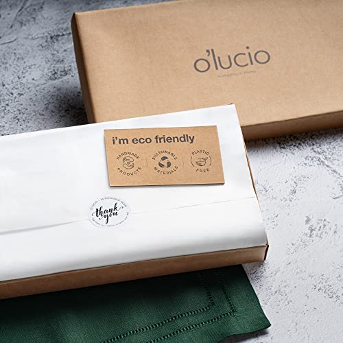 O'lucio Linen Napkins - Forest Green 20 X 20 Inch, Set Of 4 Double Hemstitch Dinner Napkins Cloth From 100% French Flax Natural Fabric, Machine Washable #TOP6