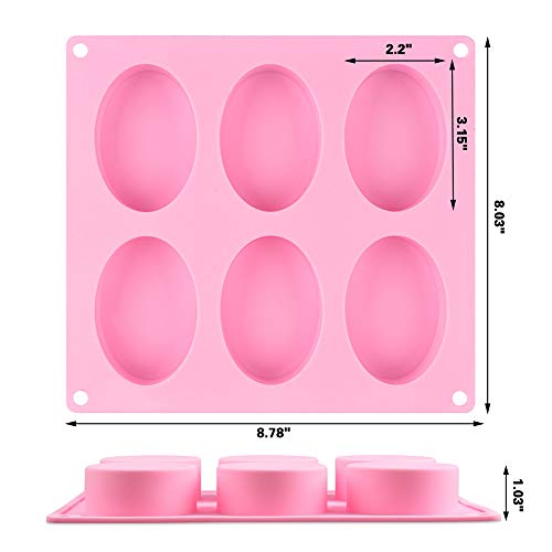 2 Pcs Sj Silicone Soap Molds, Rectangle & Oval, 6-Cavity Silicone Molds For Pudding, Muffin, Loaf, Brownie, Cornbread, And Cheesecake, Loaf Soap Molds, Nonstick & Bpa Free (Pink) #TOP1
