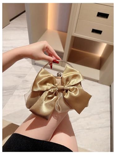 Image of Verdusa Women's Bowknot Evening Bag Ruched Clutch Purse Party Handbag with Chain Strap