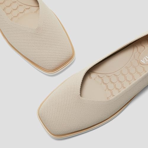 Image of VIVAIA Mabel Women's Flat Shoes Comfortable Square-Toe Slip on Casual Dress Flats with Arch Support All-Day Standing Shoe