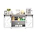 Produktbild Panana Sideboard, Küchenschrank mit 2 Schiebetüren und Verstellbarem Regal, Aufbewahrungsschrank für Küche, Wohnzimmer, Esszimmer, 150 x 40 x 71 cm (Weiß+Holz)