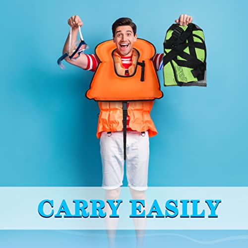 Wettarn 4 Pcs Snorkel Vest Adults Portable Inflatable Swim Vest Buoyancy Aid Swim Jackets With Portable Storage Bag For Adult Youth Kids Snorkeling Swimming Diving Safety, Green, Orange, Blue, Pink #TOP5