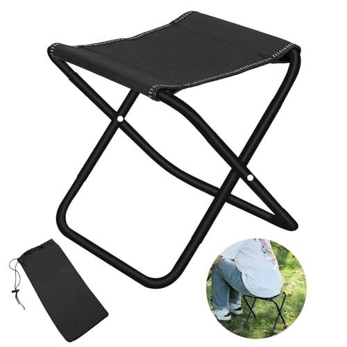 TENTHPEO Folding Stool, Portable Foldable Lightweight Camping Stool, Mini Outdoor Folding Lazy Chair for Camping, Fishing, Picnic, Travelling and Hiking