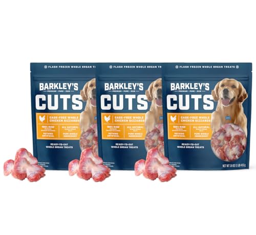 Barkley's Cuts, Frozen Raw Whole Chicken Gizzards Dog Treats, 16 Oz, 3 Pack